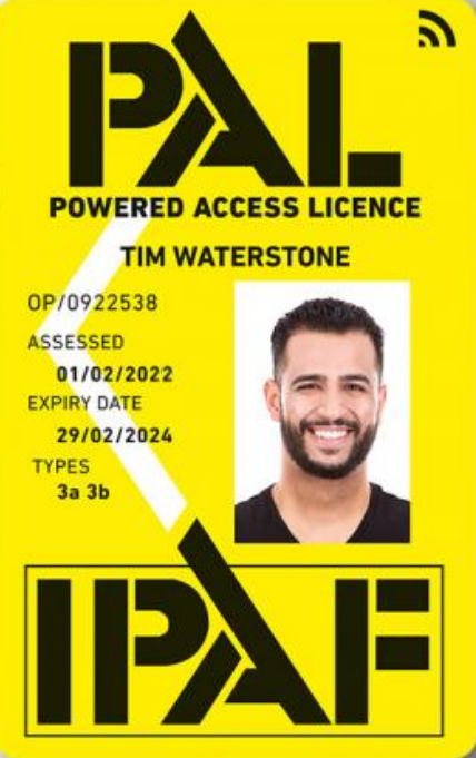 IPAF PAL Card sample